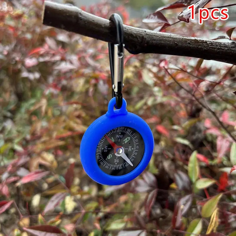 1/5 Pack Survival Compass with Carabiner Clip, Silicone Field Compass, Ideal for Camping and Outdoor Exploration Survivall