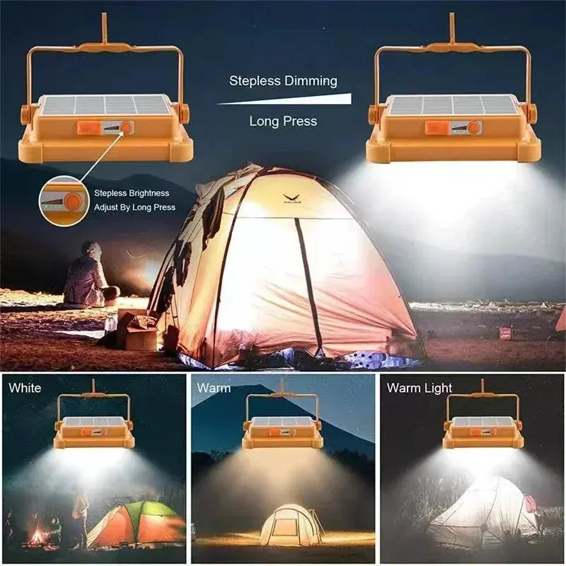 Portable Solar Lantern LED Tent Light Rechargeable Lantern Emergency Night Market Light Outdoor Camping Bulb Lamp Searchlight Survivall