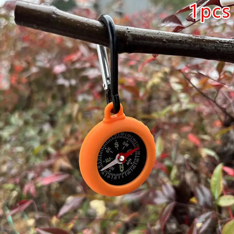 1/5 Pack Survival Compass with Carabiner Clip, Silicone Field Compass, Ideal for Camping and Outdoor Exploration Survivall