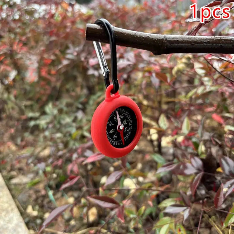 1/5 Pack Survival Compass with Carabiner Clip, Silicone Field Compass, Ideal for Camping and Outdoor Exploration Survivall